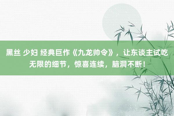 黑丝 少妇 经典巨作《九龙帅令》，让东谈主试吃无限的细节，惊喜连续，脑洞不断！