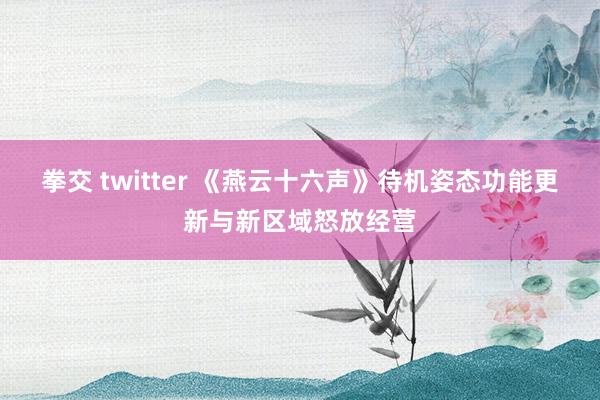 拳交 twitter 《燕云十六声》待机姿态功能更新与新区域怒放经营