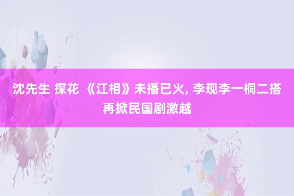沈先生 探花 《江相》未播已火， 李现李一桐二搭再掀民国剧激越