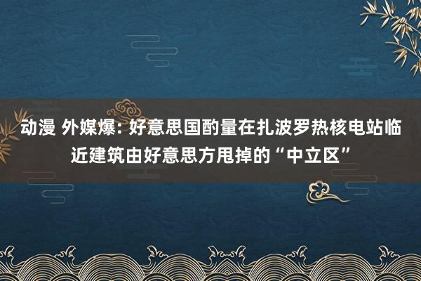 动漫 外媒爆: 好意思国酌量在扎波罗热核电站临近建筑由好意思方甩掉的“中立区”
